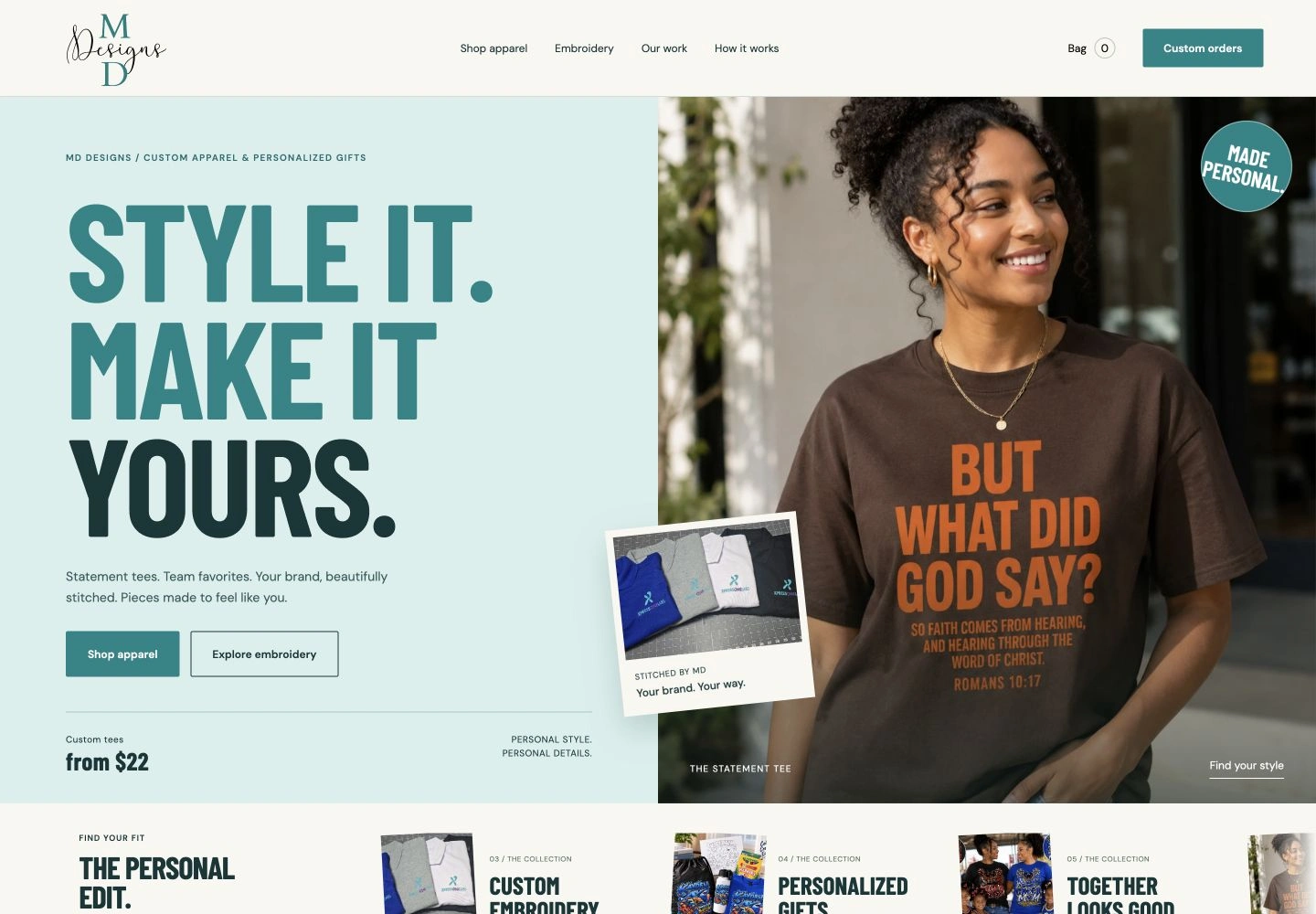 Screenshot of the MD Designs website
